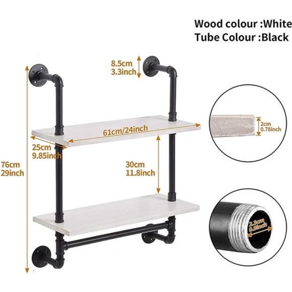 Bath Pipe Shelving Bathroom Pipe Shelves With Towel Bar2 Tier 24 Inch